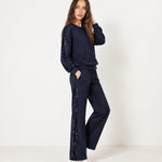 Navy Lounge Set Sequin Stripe Jumper Joggers