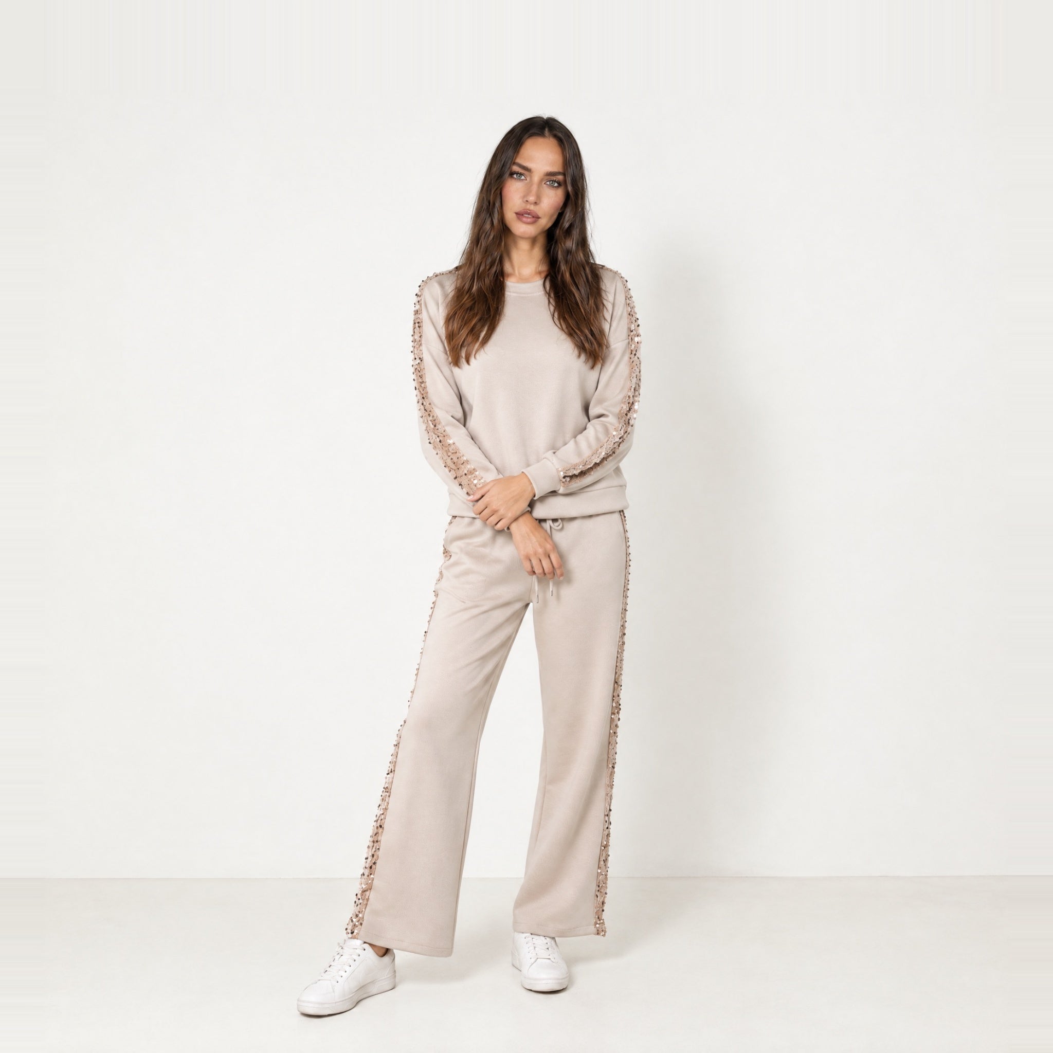 Stone Lounge Set Sequin Stripe Jumper Joggers
