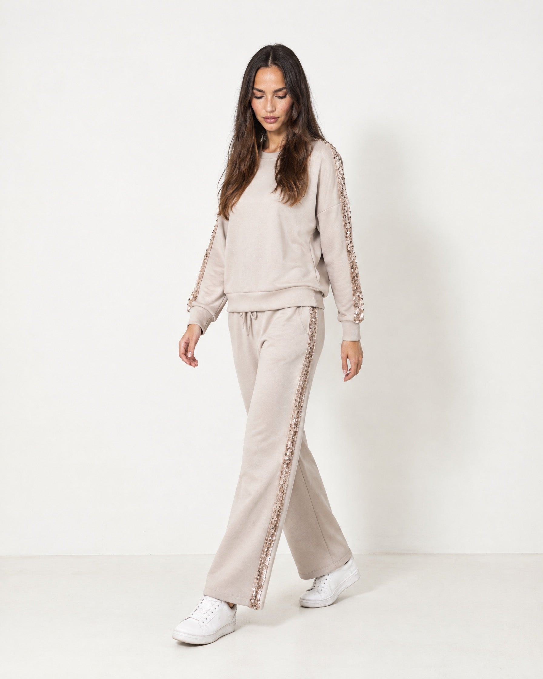 Stone Lounge Set Sequin Stripe Jumper Joggers
