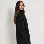 Black Maxi Coat Stand Collar Oversized