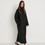 Black Maxi Coat Stand Collar Oversized