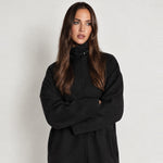 Black Maxi Coat Stand Collar Oversized