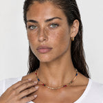 Multicolour Necklace Gold Tone Beaded Stone Mix