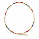 Multicolour Necklace Gold Tone Beaded Stone Mix