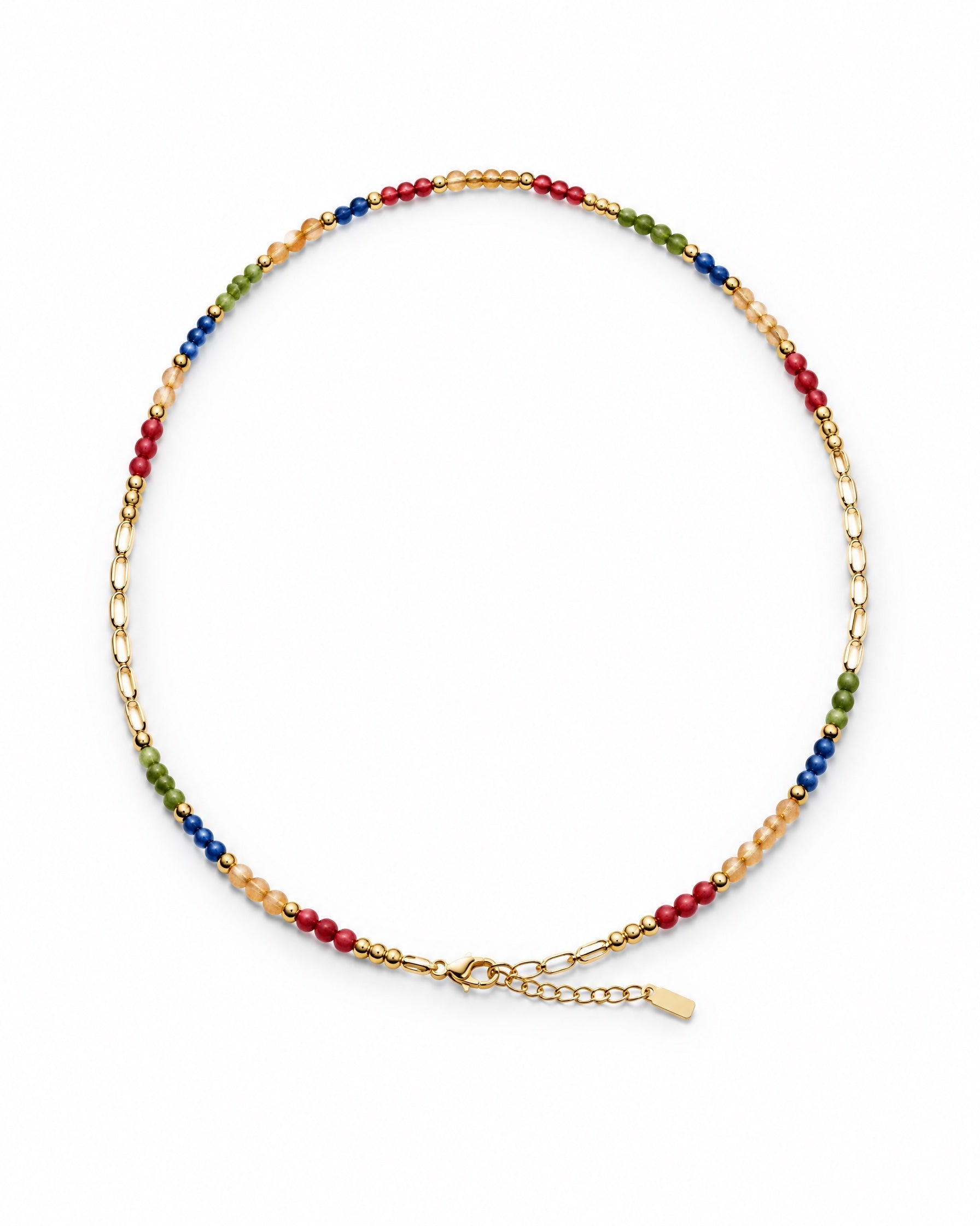 Multicolour Necklace Gold Tone Beaded Stone Mix