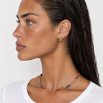 Multicolour Necklace Gold Tone Beaded Stone Mix