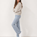 Beige Collared Jumper Open Polo Neck Relaxed Knit