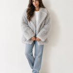 Grey Faux Fur Coat Oversized Shaggy