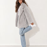 Grey Faux Fur Coat Oversized Shaggy