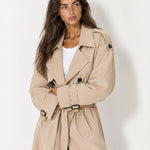Beige Oversized Trench Coat Long Wide Lapel