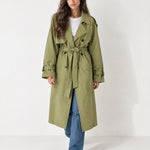 Olive Oversized Trench Coat Long Wide Lapel