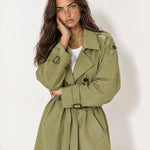 Olive Oversized Trench Coat Long Wide Lapel