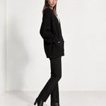 Black Oversized Cardigan Chunky Ribbed Knit with Buttons and Pockets