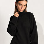 Black Sweater Dress Oversized Turtleneck Knitted Jumper Dress for Winter