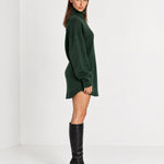 Forest Green Sweater Dress Oversized Turtleneck Knitted Jumper Dress for Winter