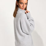 Grey Sweater Dress Oversized Turtleneck Knitted Jumper Dress for Winter