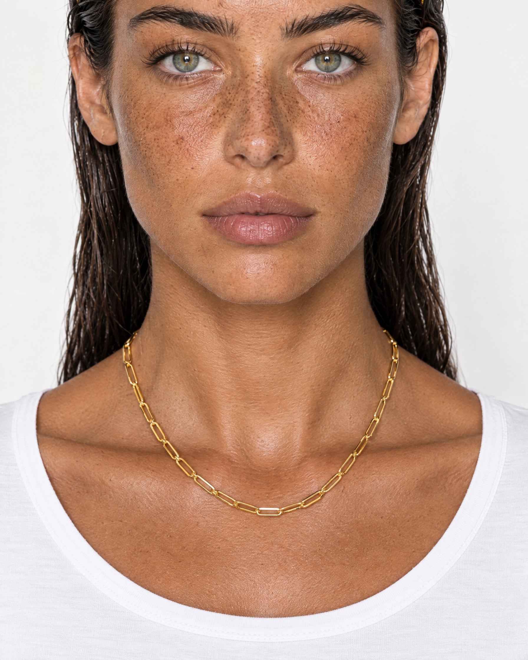 Paperclip Chain Necklace Gold Tone Layering Chain