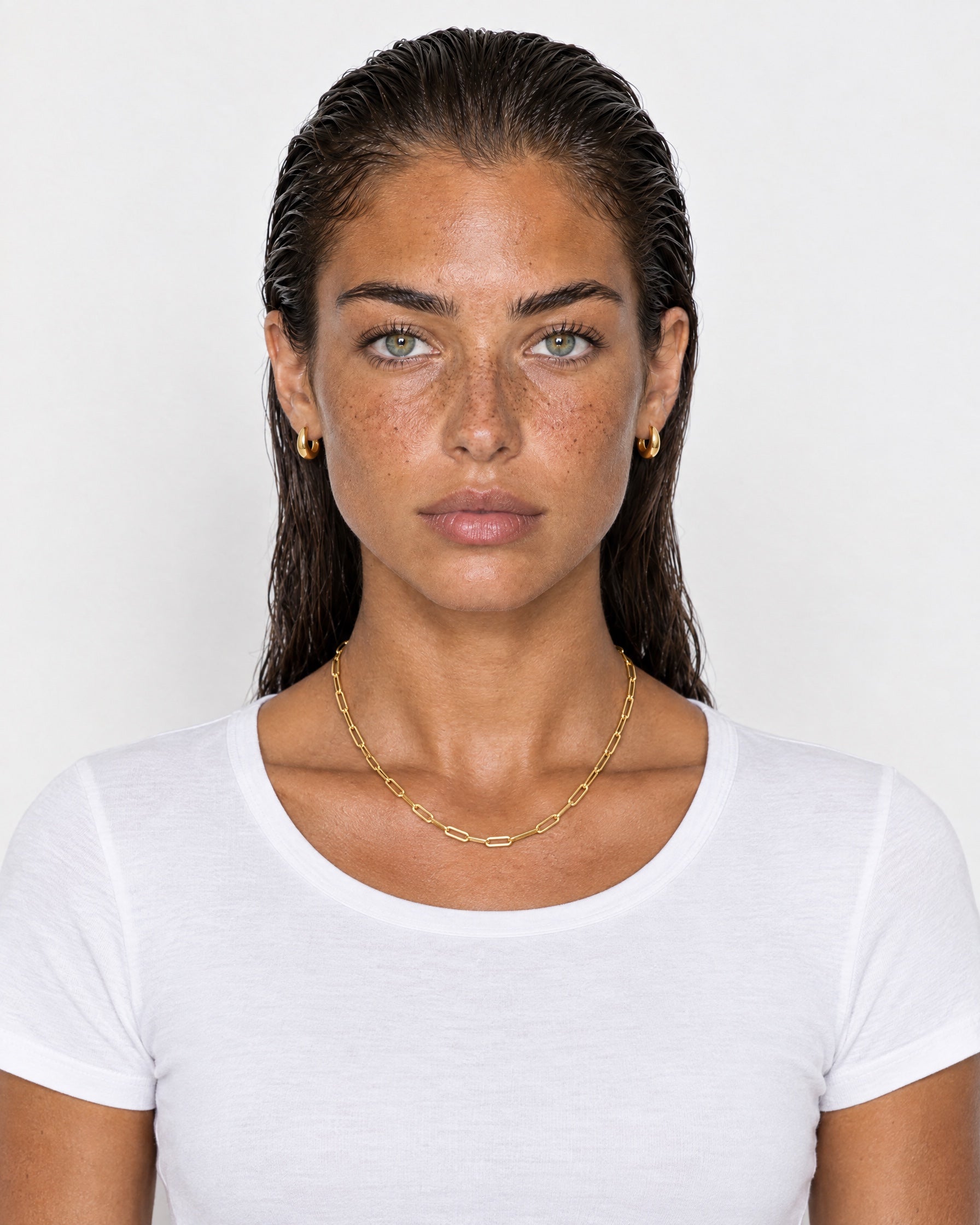 Paperclip Chain Necklace Gold Tone Layering Chain - Gold