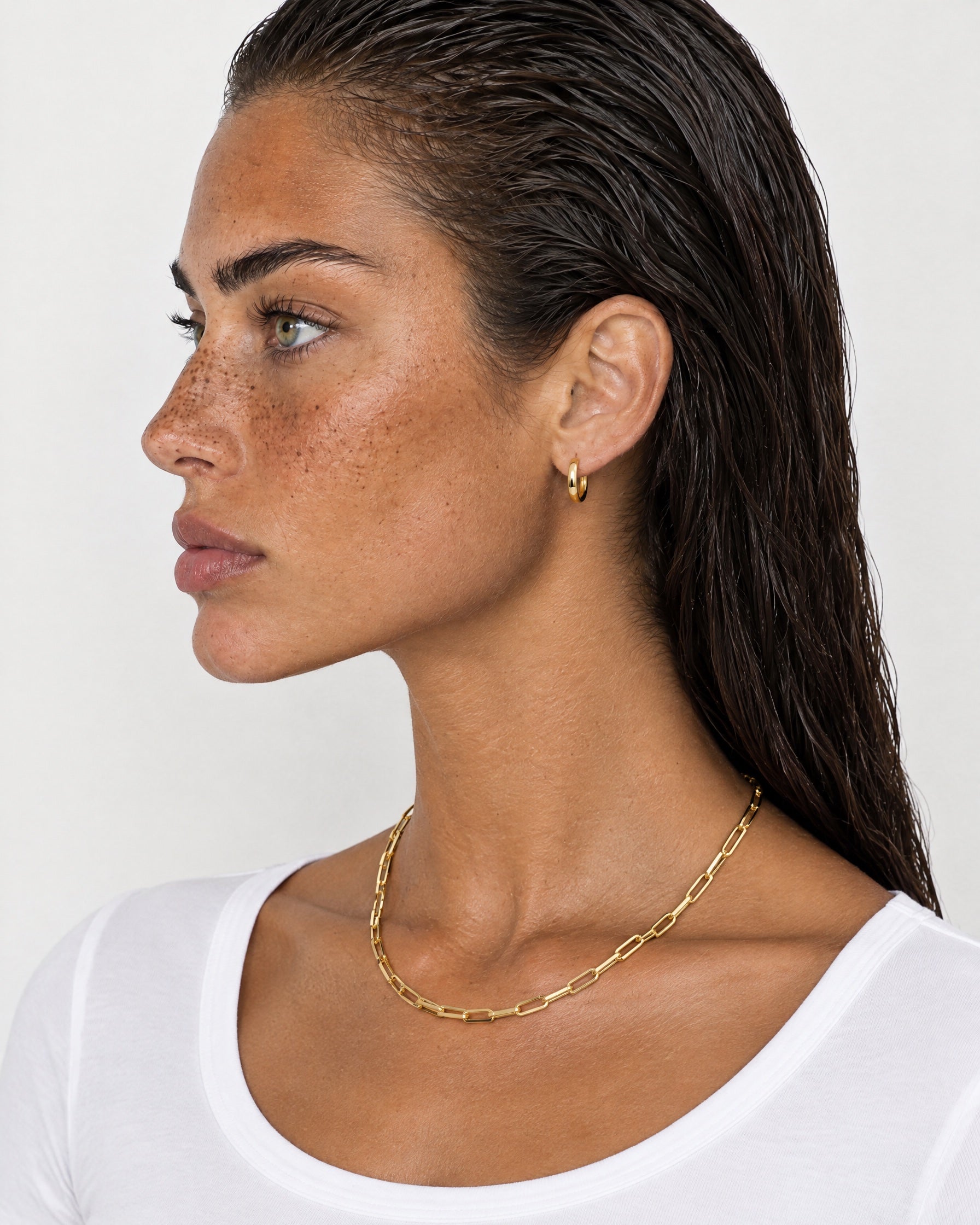 Paperclip Chain Necklace Gold Tone Layering Chain