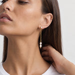 Faux Pearl Drop Earrings Gold Tone Chain