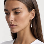 Faux Pearl Drop Earrings Gold Tone Chain