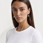 Pearl Drop Earrings Gold Tone Huggie Hoops - Gold