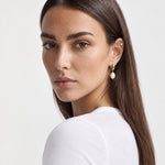 Pearl Drop Earrings Gold Tone Huggie Hoops