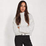 White Polka Dot Polka Dot Jacket Funnel Neck Bomber