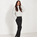 White Polka Dot Polka Dot Jacket Funnel Neck Bomber