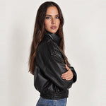 Black PU Jacket Oversized Funnel Neck