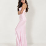 Pink Slip Maxi Dress Sequin Bust Tie Back