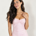Pink Slip Maxi Dress Sequin Bust Tie Back