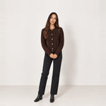 Chocolate Sequin Cardigan Diamond Button Front