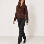 Chocolate Sequin Cardigan Diamond Button Front