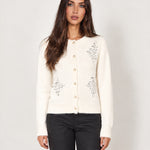 Ivory Sequin Cardigan Diamond Button Front