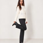 Ivory Sequin Cardigan Diamond Button Front