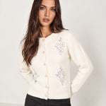 Ivory Sequin Cardigan Diamond Button Front
