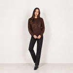 Chocolate Sequin Jumper Diamond Fluffy Knit