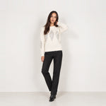 Ivory Sequin Jumper Diamond Fluffy Knit