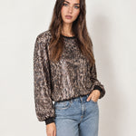 Leopard Sequin Top Leopard Print Long Sleeve