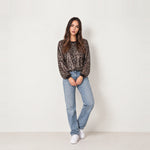Leopard Sequin Top Leopard Print Long Sleeve