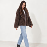 Brown Shaggy Faux Fur Jacket Oversized