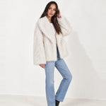 White Shaggy Faux Fur Jacket Oversized
