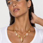 Shell Charm Necklace Gold Tone Multi Charm