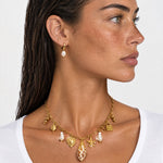 Shell Charm Necklace Gold Tone Multi Charm