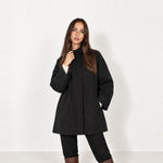Black Short Trench Coat Stand Collar Oversized