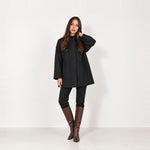 Black Short Trench Coat Stand Collar Oversized