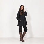 Black Short Trench Coat Stand Collar Oversized