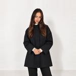 Black Short Trench Coat Stand Collar Oversized