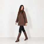 Coffee Short Trench Coat Stand Collar Oversized